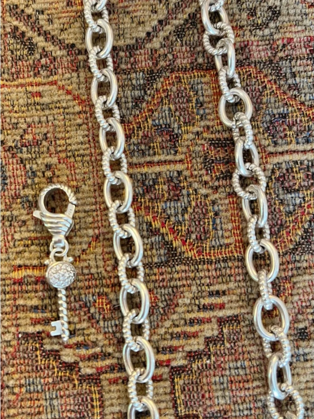 Judith Ripka 925 SS Link Chain and Heart Locket Charm - Picture 1 of 8